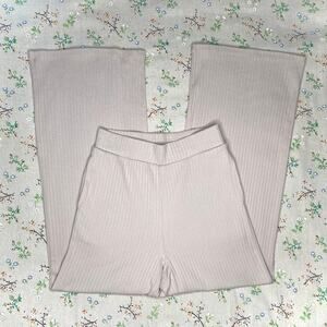 UNIQLO Ribbed Wide Leg Pant Cotton High Rise Beige XS Lounge Casual Minimalist